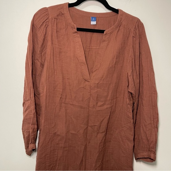 Old Navy Women’s Brown Long Sleeve Gauze Tunic Mini Dress Size S 100% Cotton - Picture 4 of 12